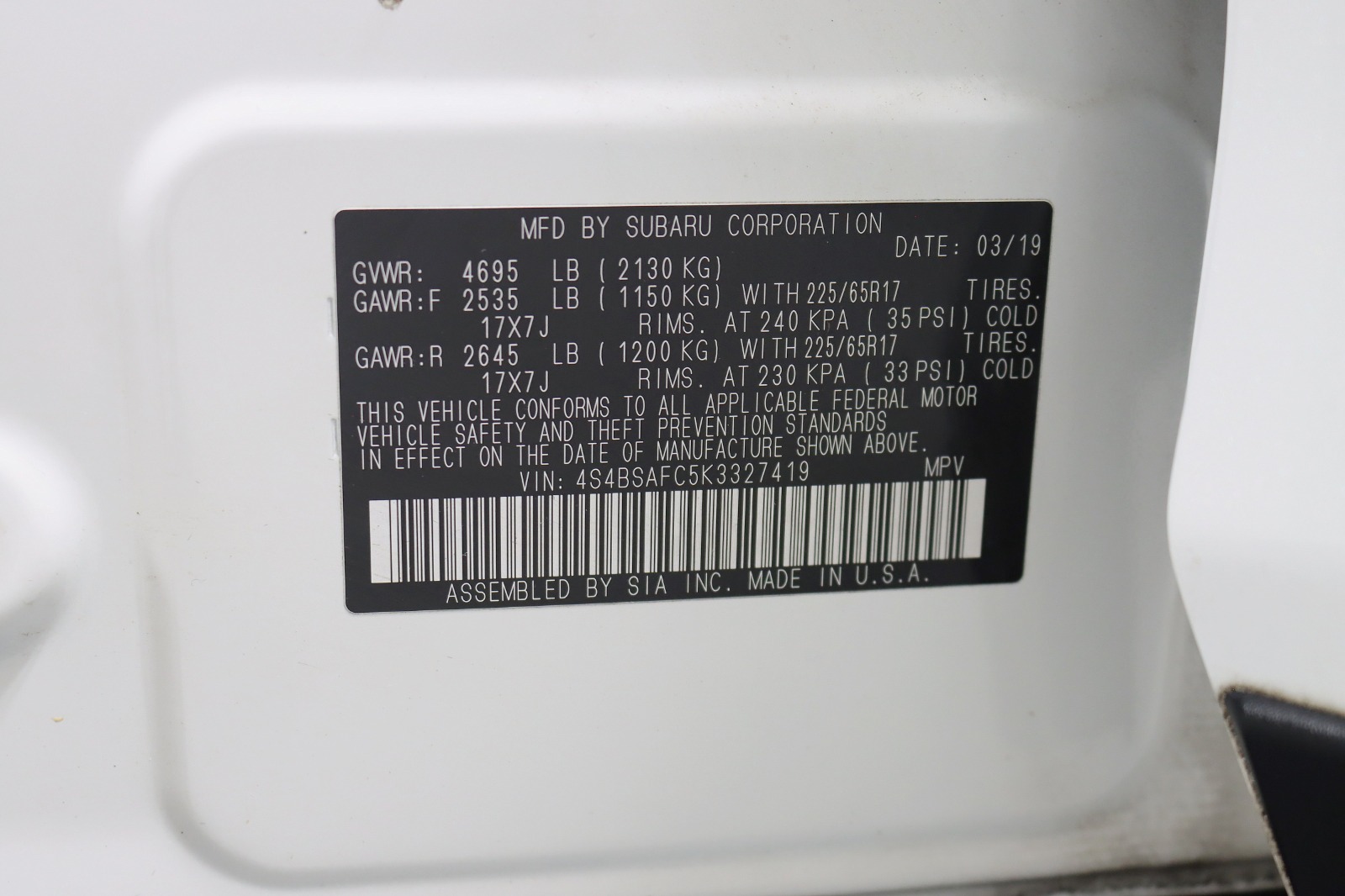 2019 SUBARU OUTBACK - Image 38