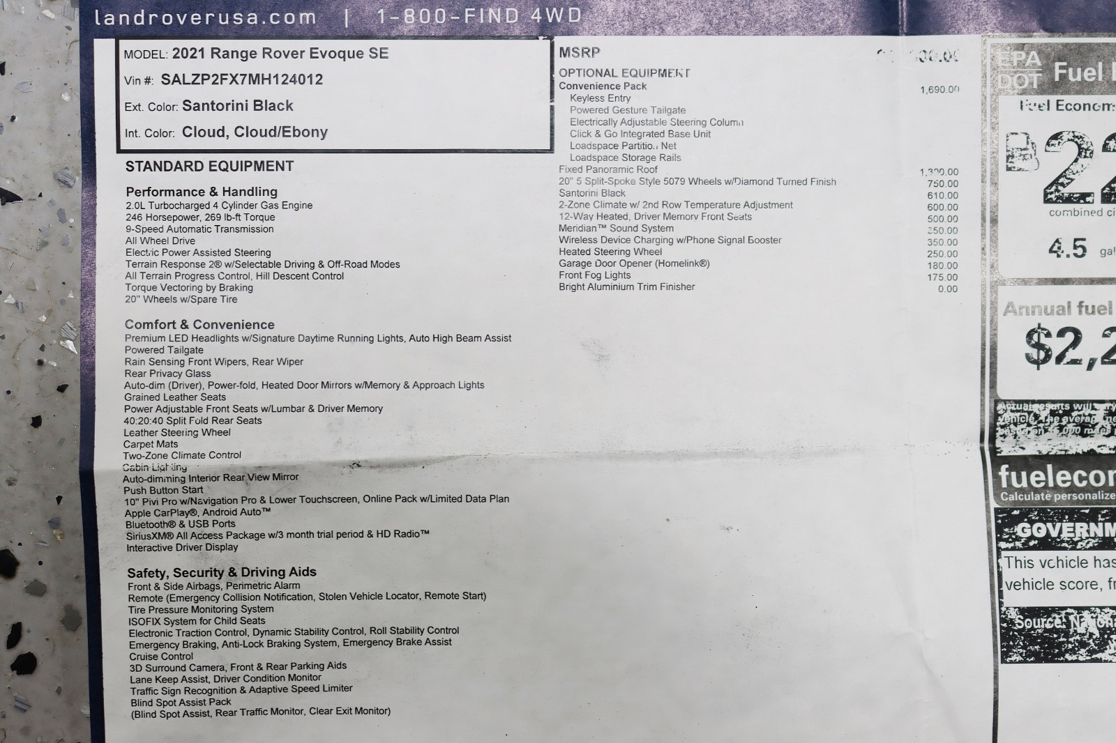 2021 LAND ROVER RANGE ROVER EVOQUE - Image 3